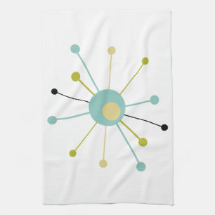 Linge De Cuisine Cute étoile atomique rétro Turquoise Jaune Midsièc