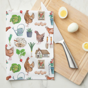 Linge De Cuisine Cute fermiers de poulet vert marché coq de jardin 