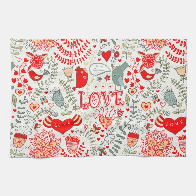 Linge De Cuisine Cute Floral Valentines Design (Horizontal)