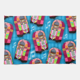Linge De Cuisine Cute Fun Retro Cinties Neon Jukebox Motif