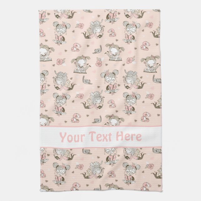 Linge De Cuisine Cute Girls Lecture Livres Idées Cadeaux (Vertical)