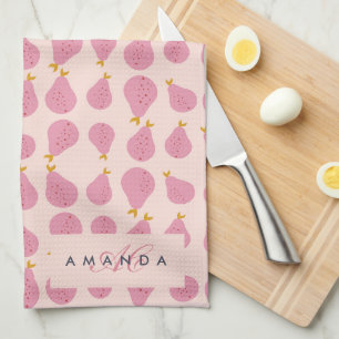 Linge De Cuisine Cute Girly Feminine Pear Monogramme Cadeaux Initia