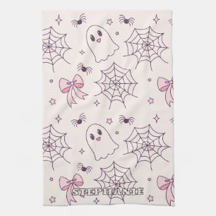 Linge De Cuisine Cute Halloween Ghost & Spiderweb Motif