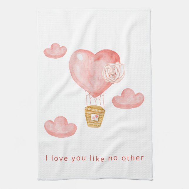 Linge De Cuisine Cute Hearts Hot Air Balloon Valentines (Vertical)