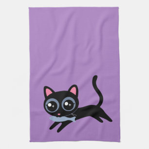 Linge De Cuisine Cute Kitty Chat avec un cadeau de poisson pour Gir