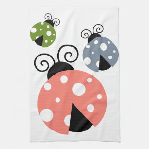 Linge De Cuisine Cute Ladybug Maman & Ladybug Baby Pink Green Blue