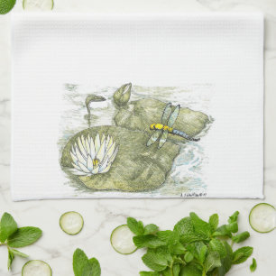 Linge De Cuisine Cute libellule & Lilly Pad Tissu de cuisine