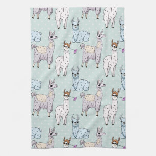 Linge De Cuisine Cute Llama Motif Pois