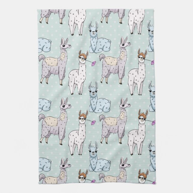 Linge De Cuisine Cute Llama Motif Pois (Vertical)