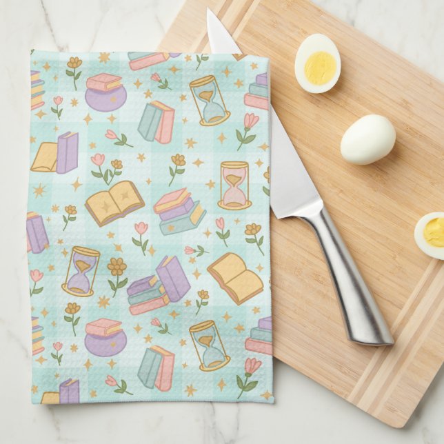 Linge De Cuisine Cute Magic Books Green (Quart Plié)
