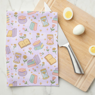 Linge De Cuisine Cute Magic Books Purple Kitchen Towels