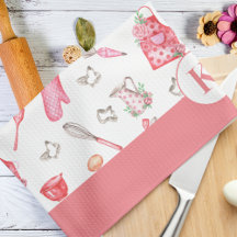 Cute Motif à l'aquarelle rose Monogramme