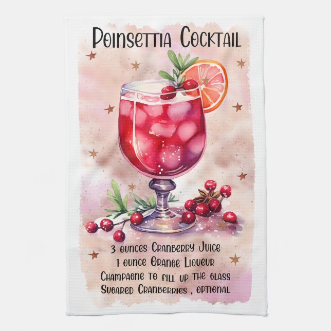 Linge De Cuisine Cute Poinsettia Cocktail Christmas Drink Recette (Vertical)