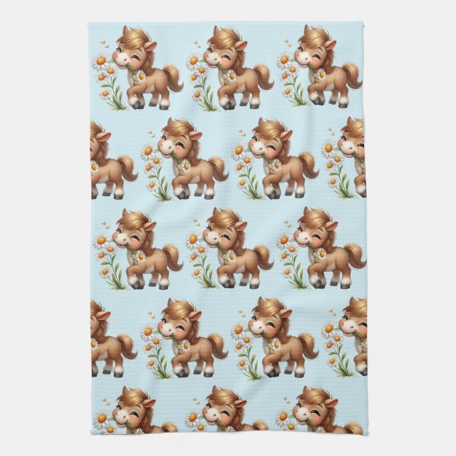 Linge De Cuisine Cute Pony Mange Motif (Vertical)