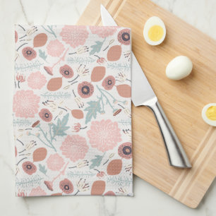 Linge De Cuisine Cute Repeat Floral Rose Cream Botanique Imprimer