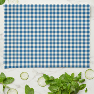 Linge De Cuisine Cute Retro Navy Blue En vichy Plaid Motif 