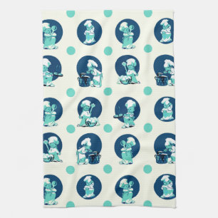 Linge De Cuisine Cute Retro Vintage Blue Boy Chef Cook