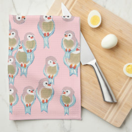 Linge De Cuisine Cute Rose & Bleu Motif Oiseau Moderne Abstrait