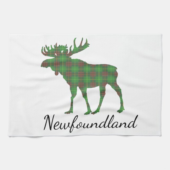 Linge De Cuisine Cute Tartan moose Newfoundland  tea towel (Horizontal)
