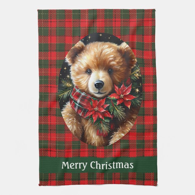 Linge De Cuisine Cute Teddy Bear Christmas Add Name Mom Grandma (Vertical)