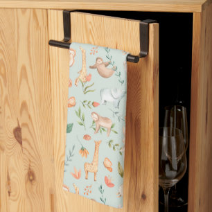 Linge De Cuisine Cute Turquoise bébé animal Pastel Motif