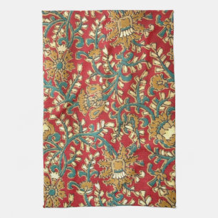 Linge De Cuisine Cute Turquoise Rouge Indien Vintage modèle floral