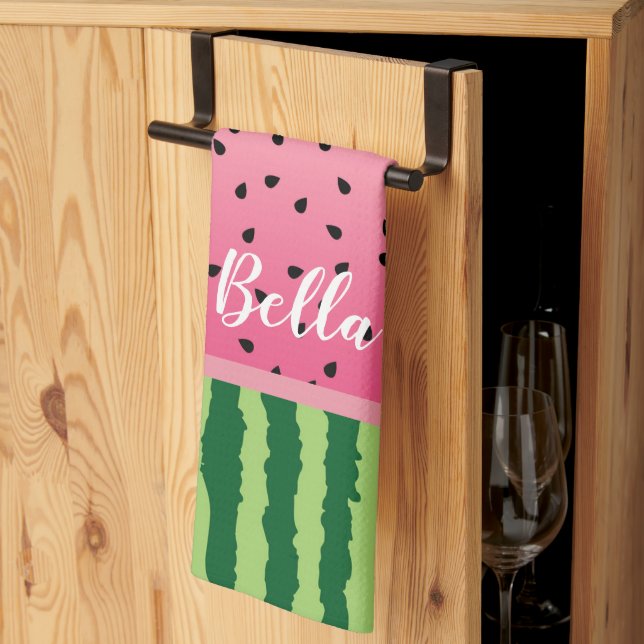 Linge De Cuisine Cute Watermelon Rind and Seeds Personnalisé (Pliage en tiers)