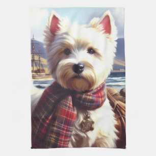 Linge De Cuisine Cute West Highland Peinture de Terrier blanc