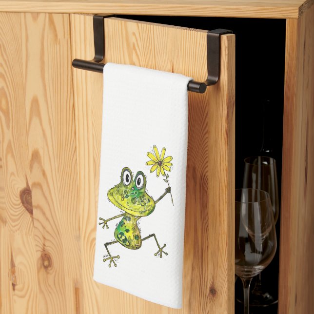 Linge De Cuisine Cute Whimsical Happy Frog (Pliage en tiers)