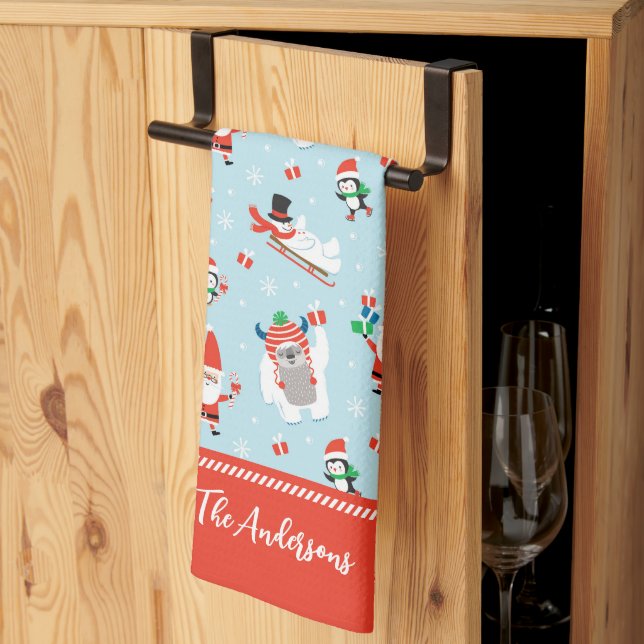 Linge De Cuisine Cute Whimsical Winter Christmas (Pliage en tiers)