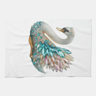 Linge De Cuisine Cygne en diamant doré cristal Bedazzled Bling