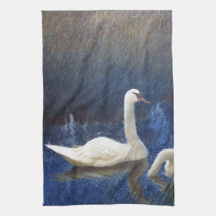 Linge De Cuisine Cygnes en roseaux, Bruno Liljefors