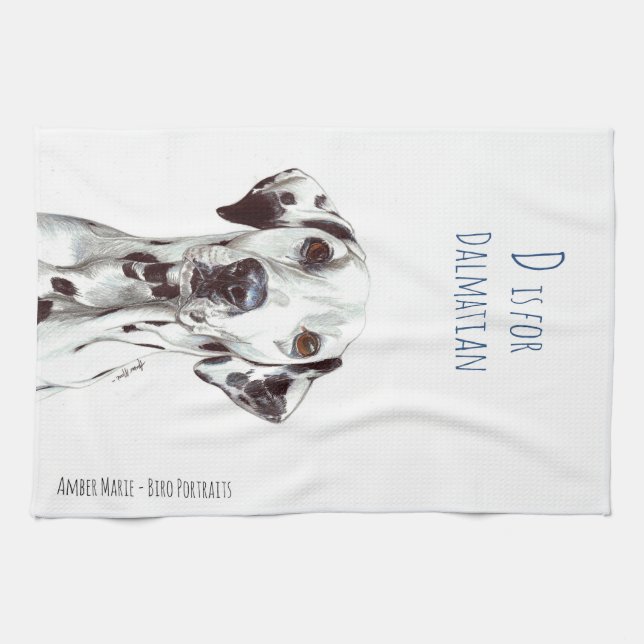 Linge De Cuisine D est pour le Dalmate - noir et blanc (Horizontal)