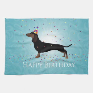 Linge De Cuisine Dachshund Joyeux Design d'anniversaire