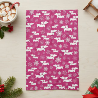 Linge De Cuisine Dachshund Noël Chef Cadeau Fuchsia