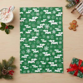Linge De Cuisine Dachshund Noël Chef Cadeau Vert