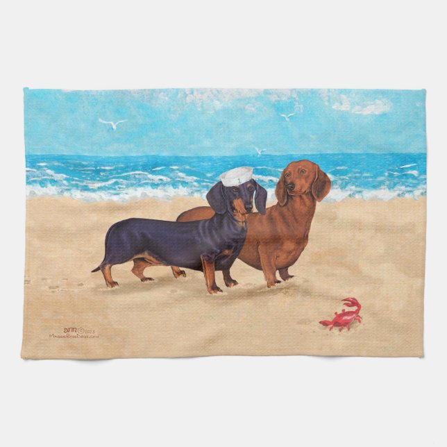 Linge De Cuisine Dachshunds au Beach Towel (Horizontal)