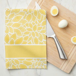 Linge De Cuisine Dahlias jaune pastel