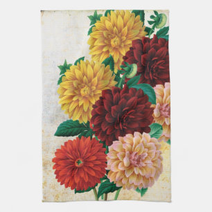 Linge De Cuisine Dahlias vintages