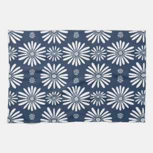 Linge De Cuisine Daisy FLoral Pattern bleu blanc