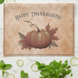Linge De Cuisine Damask, Citrouille de Thanksgiving   Orange
