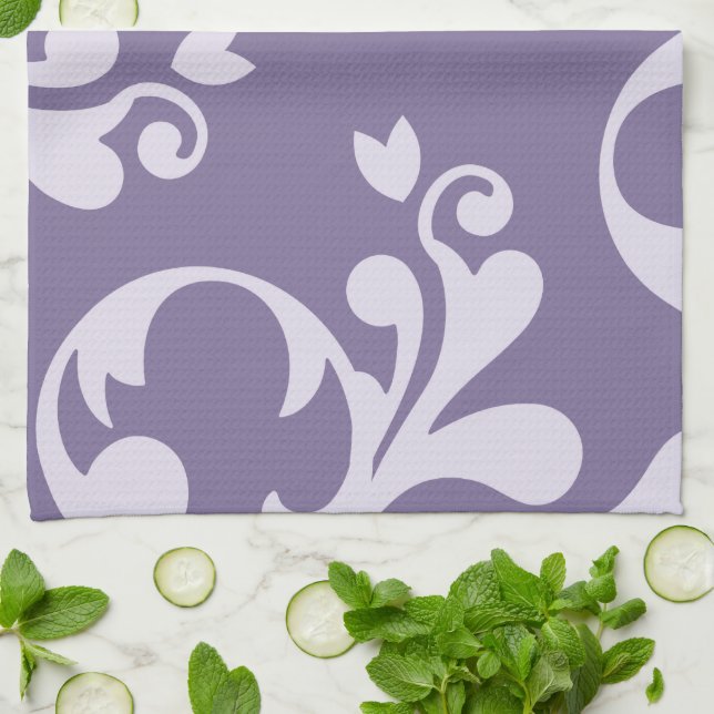 Linge De Cuisine Damask Patch, Purple Damask, Français Damask (Plié)