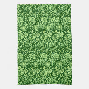 Linge De Cuisine Damassé d'oeillet de Nouveau d'art, Forest Green