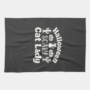 Linge De Cuisine Dame de chat effrayante Halloween_1