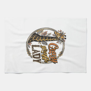Linge De Cuisine Dame girafe folle design de t-shirt avec gravure v