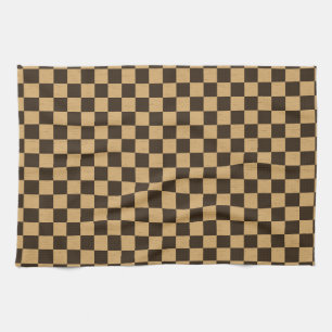Linge De Cuisine Damier marron et beige classique