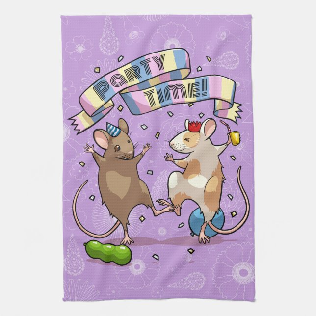 Linge De Cuisine Dancing Mice Fête Horaire Bannière Confetti & Ball (Vertical)