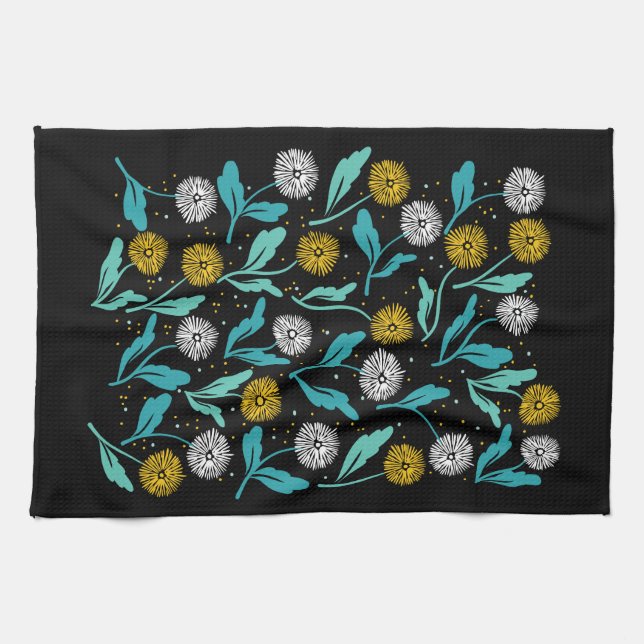 Linge De Cuisine Dandelion de printemps Fleurs et design Feuille (Horizontal)