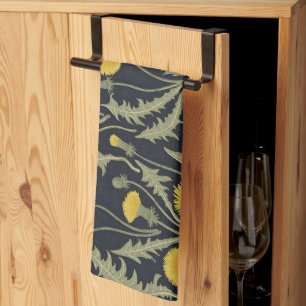 Linge De Cuisine Dandelions, vert, jaune et noir