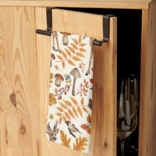 Linge De Cuisine Dans les bois / Cerf d'automne sur le blanc